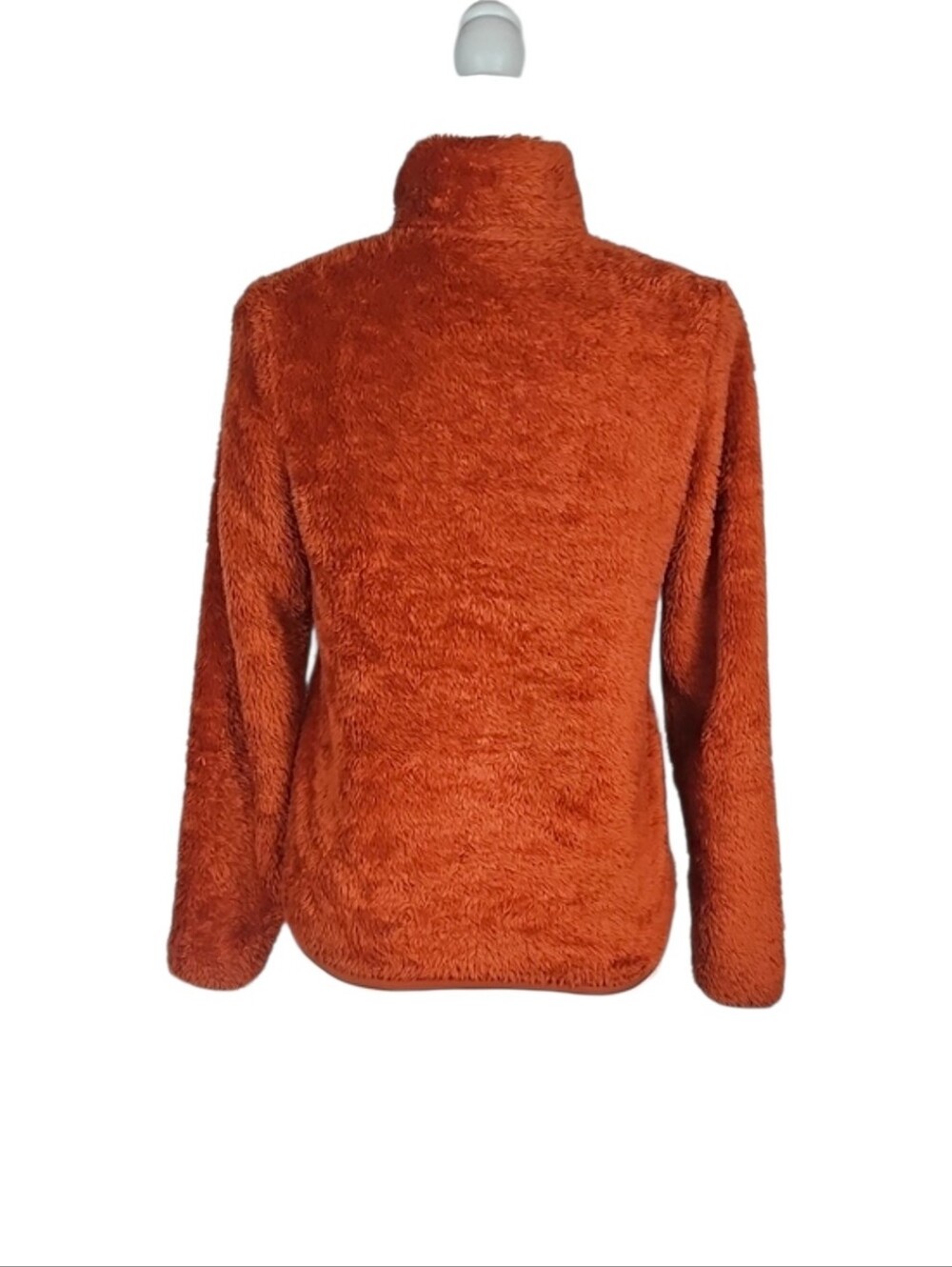 Warm Fuzzy Fleece Rust Terracotta Orange Zip Sweater Jacket Fall Autumn Cozy, XS - Picture 4 of 8